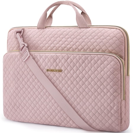 BAGSMART 15.6"-16" Laptop Shoulder Bag Laptop Sleeve Case Compatible with MacBook Pro, HP, Dell, Acer Aspire, Asus Notebook, Shockproof Soft Padded Zipper Cover Carrying Computer Bag, Pink