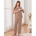 thumbnail image 3 of Ekouaer Maternity Nursing Robe Set 3 Pieces Sleeveless Top, Pregnancy Pants & Robe Double Layer Pajamas, 3 of 6