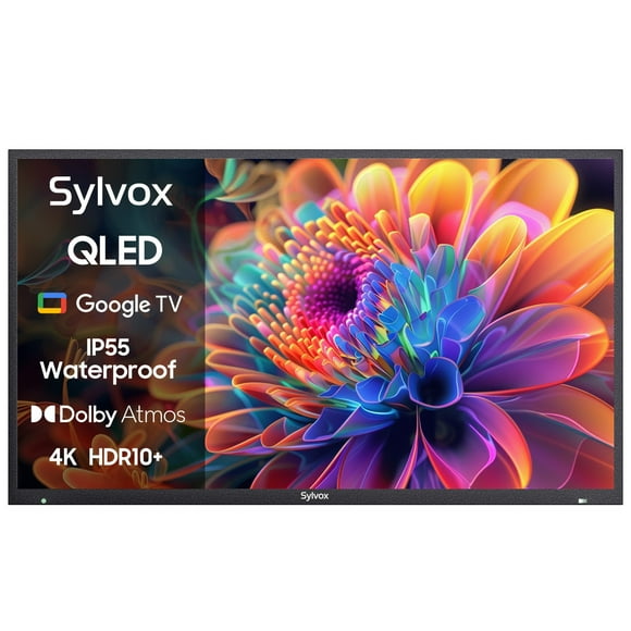 SYLVOX Outdoor TV, 75'' QLED TV, 4K UHD Smart TV, 1000nits High Brightness Google TV with Dolby Atmos, Support Google Assistant, Chromecast, Waterproof TV for Partial Sun (Deck Pro QLED 2.0)