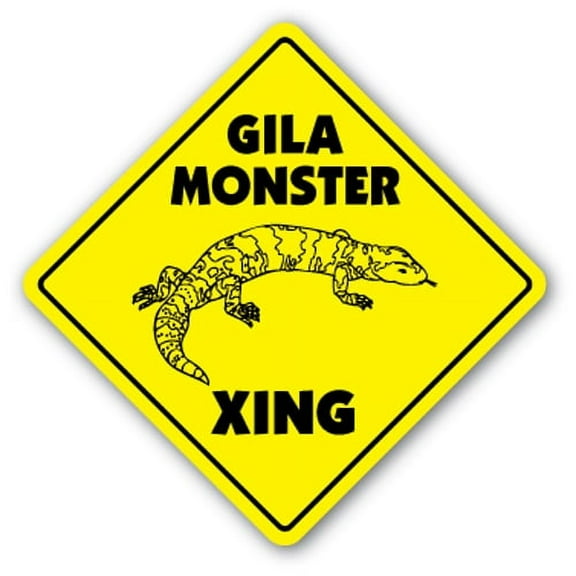 Gila Monster Crossing [3 Pack] of Vinyl Decal Stickers | 4" X 4" | Indoor/Outdoor | Funny decoration for Laptop, Car, Garage , Bedroom, Offices | SignMission