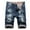 Blue, variant on WREESH Men's Denim Shorts Zipper Elastic Slim Casual Denim Shorts Play Wrap Ripped Mid-Length Shorts Jean Shorts Yellow