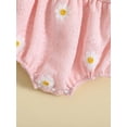 thumbnail image 6 of Coduop Toddler Baby Girls Summer Romper Short Sleeve Flower Print Jumpsuit with Headband Outfit, 6 of 7