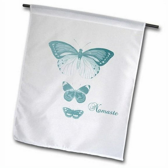 3dRose, Namaste pretty blue butterflies inspirational art, 12 x 18 inch Garden Flag