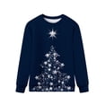 thumbnail image 3 of Nlife Women Christmas Stars Graphic Print Long Sleeve Crew Neck Sweatshirt, 3 of 4