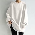 thumbnail image 3 of Women's Loose Casual Pullover Solid Color Sweatshirt, Simple Fall Winter Fashion with Comfort Fit and Soft Material for Everyday Use and Layering,White,2XL, 3 of 6