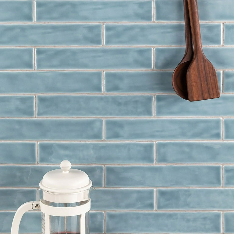 Newport Light Blue 1 in. x 10 in. Polished Ceramic Wall Pencil Liner Tile Newport Light Blue 1 in. x 10 in. Polished Ceramic Wall Pencil Liner Tile