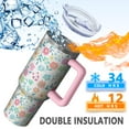 thumbnail image 5 of OBREWU Pioneer Flower Tumbler with Handle and Lid,Pioneer Flower 40oz Double Wall Vacuum Insulated Tumbler,Cups Gift for Women and Men, 5 of 7