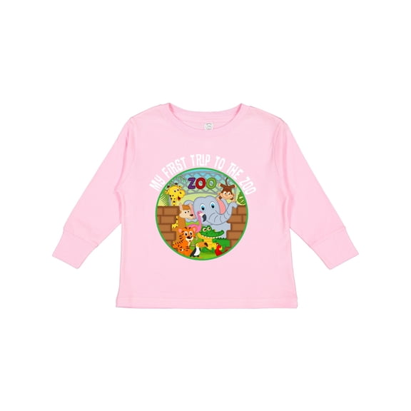 Inktastic 1st Trip to Zoo Animals Boys or Girls Long Sleeve Toddler T-Shirt