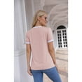 thumbnail image 6 of Womens T Shirt Short Sleeve Crew Neck Basic Color Block Tee Tops, 6 of 6