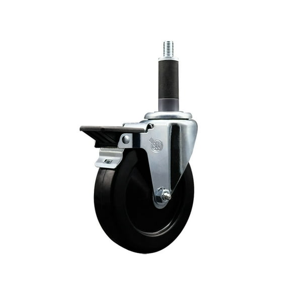 5 Inch Soft Rubber Swivel 1 Inch Expanding Stem Caster with Brake SCC