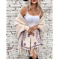 thumbnail image 3 of SWSMCLT Women's Long Sleeve Cardigan Knit Shawl Lightweight Open Front Sweater Cape Poncho Cardigan Sweater Oversized Thick Boho Apricot Small-X-Large, 3 of 5