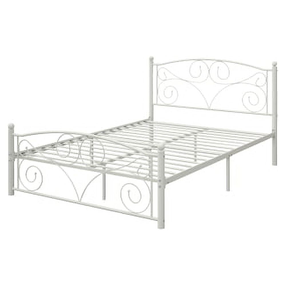 Full Size Unique Flower Sturdy System Metal Bed Frame with Headboard and Footboard
