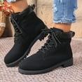 thumbnail image 2 of Chenyee Women's Combat Boots Classic Flat Low Heels Lace Up Ankle Boots Casual Suede Winter Dressy Short Booties, 2 of 8