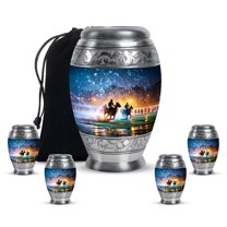 Yatskia Playing Horse Polo Mini Funeral Keepsake Urns for Human Ashes Adult Mother and Father, Large Cremation Burial Urn for Ashes Adult Male, (Monar 10 Inch and 3 Inch)