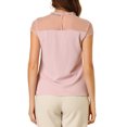thumbnail image 3 of Allegra K Women's Ruffle Neck Mesh Panel Keyhole Back Cap Sleeve Blouse, 3 of 6