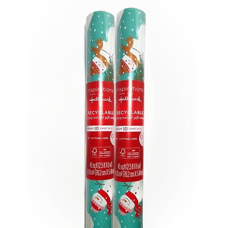 Inspirations from Hallmark Holiday Wrapping Paper Roll (Snowman on blue), 2 each