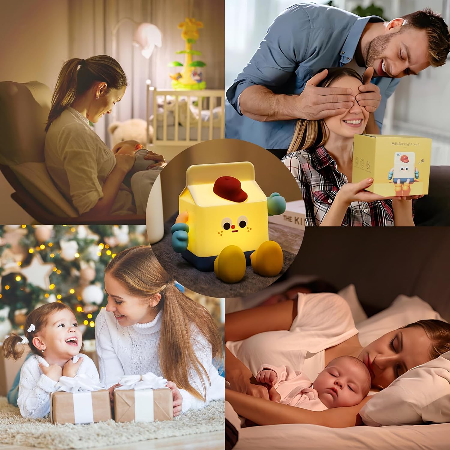 Milk Box Squishy Night Light, USB Rechargeable Silicone Night Light Cute Squishy Lamp 3 Modes Adjustable Brightness Kawaii Squishy Light LED Decor Cute Squishy Night Light