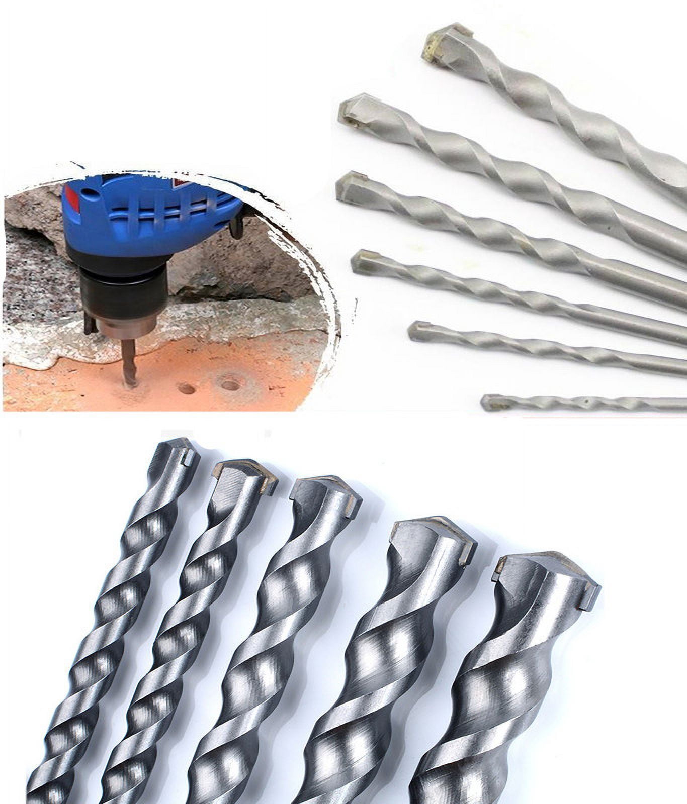Masonry Drill Bit Set 50Pcs 3/16 in.x 3-1/2 in. Carbide Tip Flat Shank Drill Concrete Stone Bricks