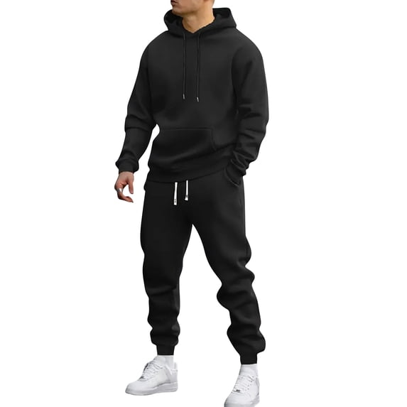 DORKASM Jogging Suits for Men Activewear Work Out Hoodie and Sweatpants Set Casual Big and Tall Baggy Jumpsuit Black M