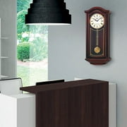 Seiko Mahogany Wall Clock with Pendulum and Chime, Brown, Rectangle, Analog, Quartz, QXH118BLH