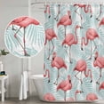 thumbnail image 5 of Pink Flamingo Shower Curtain, Waterproof Shower Curtains for Bathroom, Blue Summer Tropical Plants Leaves Washable Fabric Bathtub Curtain Set Bath Decor with 12 Hooks 72"x78", 5 of 8