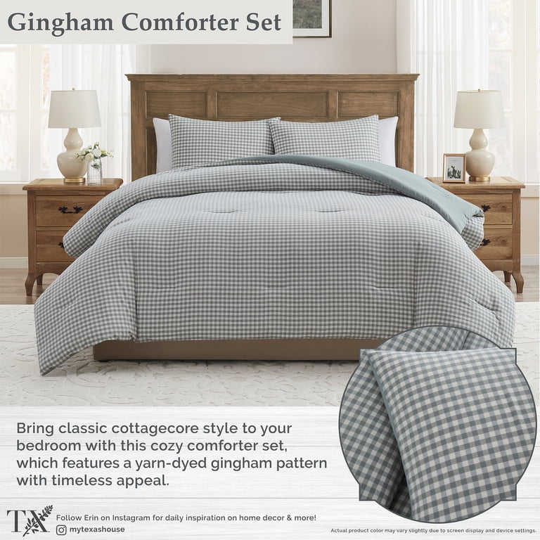 Gingham Plaid Full/Queen Comforter Set, 3-Piece photo 6