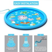 OGEDNAC 68 Water Sprinkler Pad, Inflatable Splash Pad for Kids and Adults Summer Outdoor Backyard Lawn Games Water Play Toy Mat, Blue