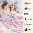 thumbnail image 4 of Personalized Kids Blanket with Name, 60 x 50 Inches Warm Soft Rainbow Unicorn Blanket for Kids, Unicorn Lovers, Cozy Lightweight Flannel Throw Blanket for Bed Sofa Room Decor, Living Room, 4 of 6