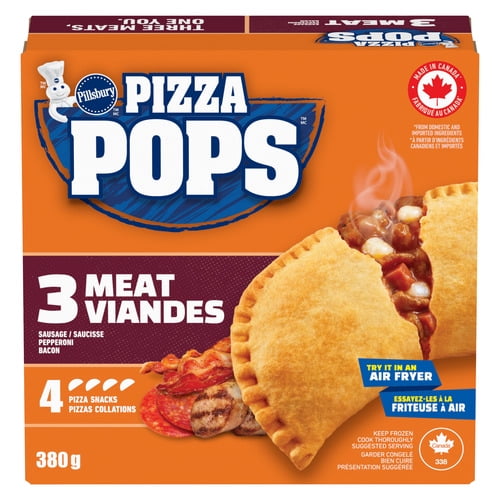 Pillsbury Pizza Pops, 3 Viandes, Collations Pizza Surgelées, 380 g, 4 unités 4 collations pizza, 380 g
