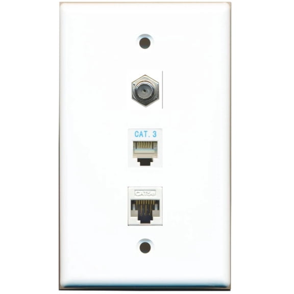 Ultra Spec Cables 1 Port Coax Phone Cat5e Ethernet Wall Plate Solid