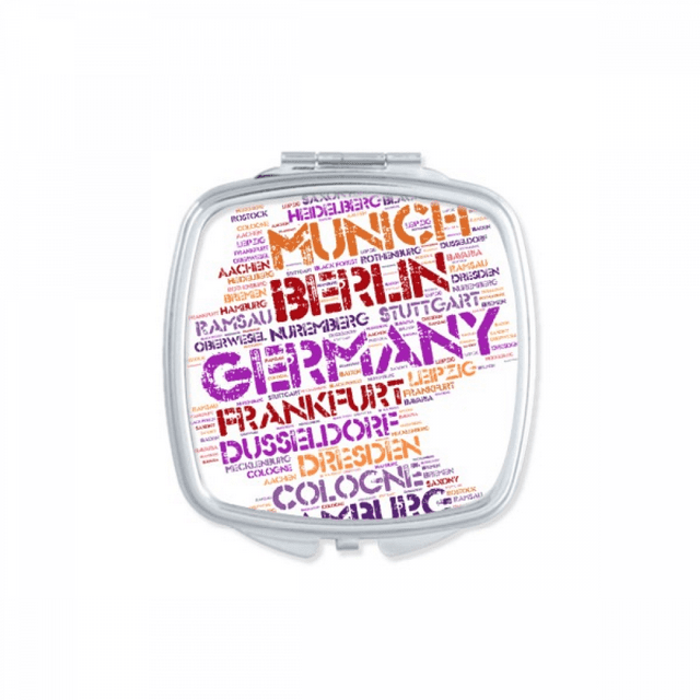 Germany City Name Map Style Mirror Portable Compact Pocket Makeup Double Sided Glass