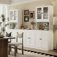 thumbnail image 3 of RichYa 4Pcs Kitchen Pantry Storage Cabinet Set,Modular Furniture Cabinets with Display Glass Doors,Hutch Buffet Cabinet with Shelves & Countertop for Dining Room,White, 3 of 10
