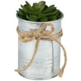 thumbnail image 2 of Northlight 7" Mini Artificial Sprouting Rose Succulent in Tin Can Planter with Twine Bow, 2 of 6