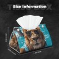 thumbnail image 5 of Pofeuu Hawaiian Swimming Lion Print Tissue Box Cover, Modern Decorative PU Leather Rectangular Tissue Box Case Organizer Holder for Vanity Countertop, Night Stands, Livingroom, 5 of 7