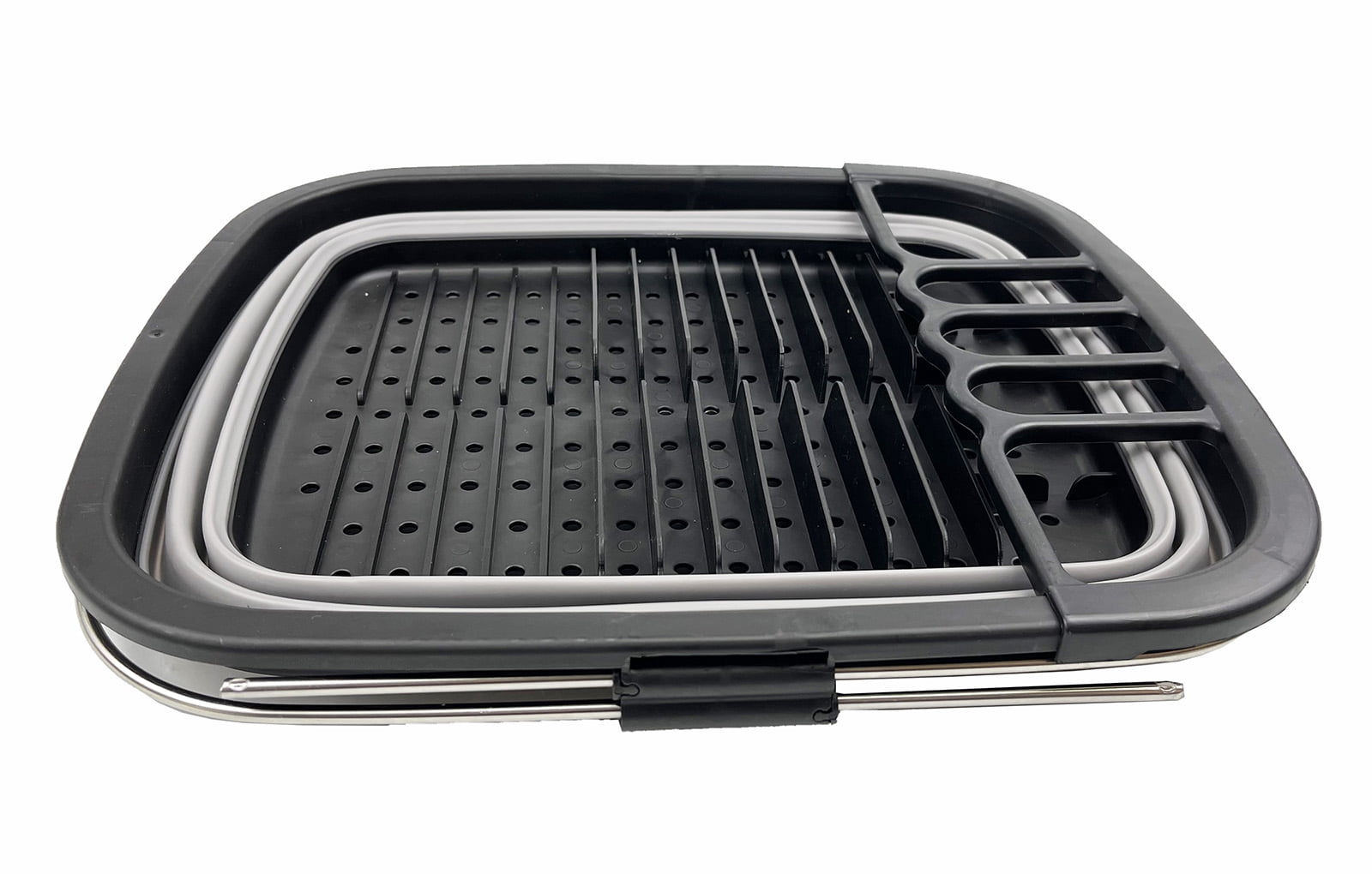 SAMMART 8L (2.11Gallons) Expandable Collapsible Dish Drainer - Foldable Drying Rack - Portable Dinnerware Organizer - Space Saving Kitchen Storage Tray