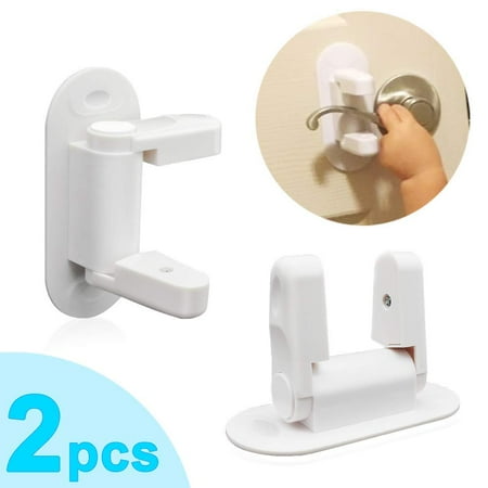 LNKOO 2 Pack Door Lever Lock,2019 Upgrade Baby Safety Child Proof Door Handle Lock,Kids Safety Lock with 3M Adhesive No Drill No