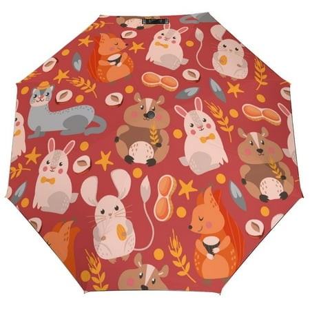 

ANYWAY.GO Windproof & Water-Resistant Compact Foldable Travel Umbrellatotes Design wildlife nature banner Portable Travel Umbrella，Diameter 42.5 in