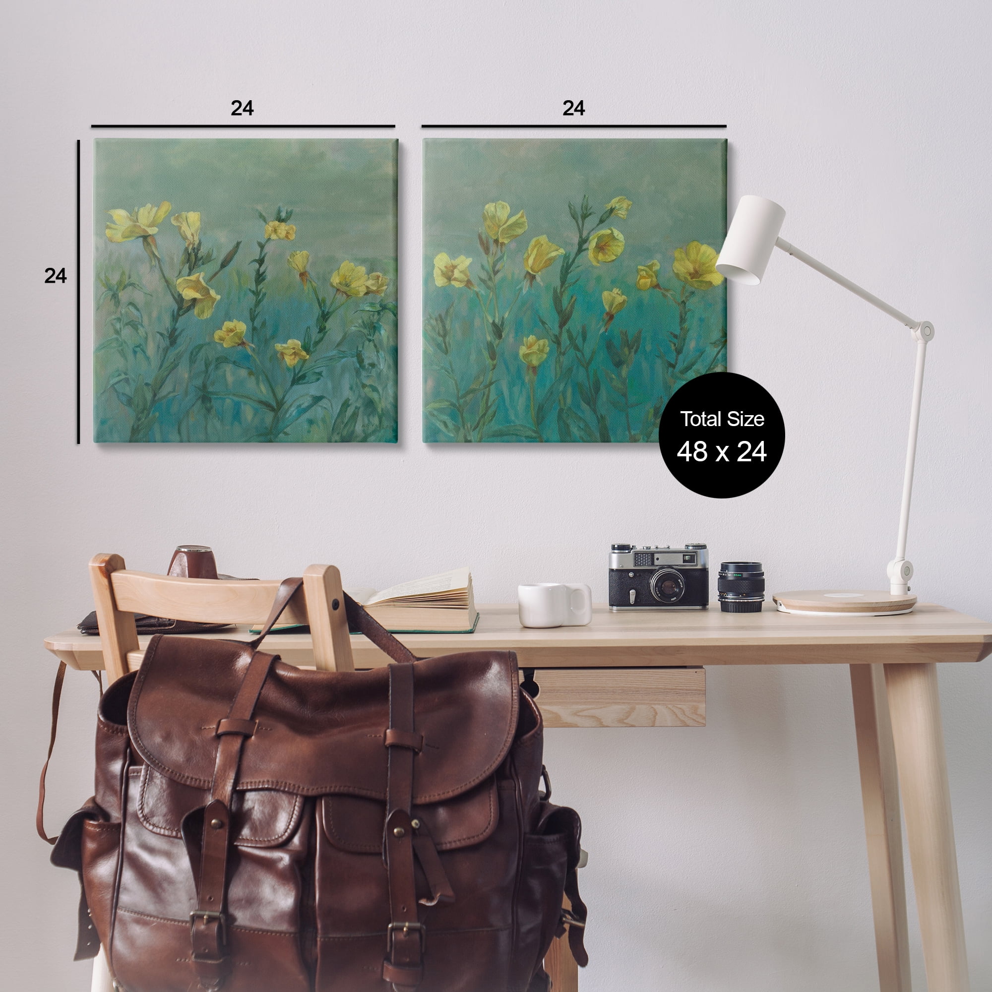 Stupell Industries Evening Primrose Flower Unfurling Plants & Flowers Painting Wrapped Canvas Art Print Wall Art, 24 x 24, Set of 2