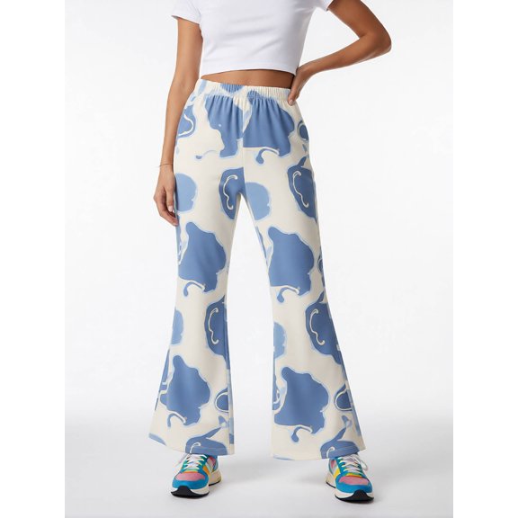 Girls Flared Pants, Digital Print Wide Leg Bell Bottom Trousers, Casual Kids Spring Summer Apparel, Comfortable Fit for Girls Ages 4-13