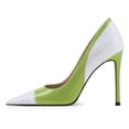 thumbnail image 2 of YDN Women Fashion Pointed Closed Toe Slip On Pumps Sexy Stiletto High Heels Party Dress Prom Office Shoes Size 15 White and Green, 2 of 4