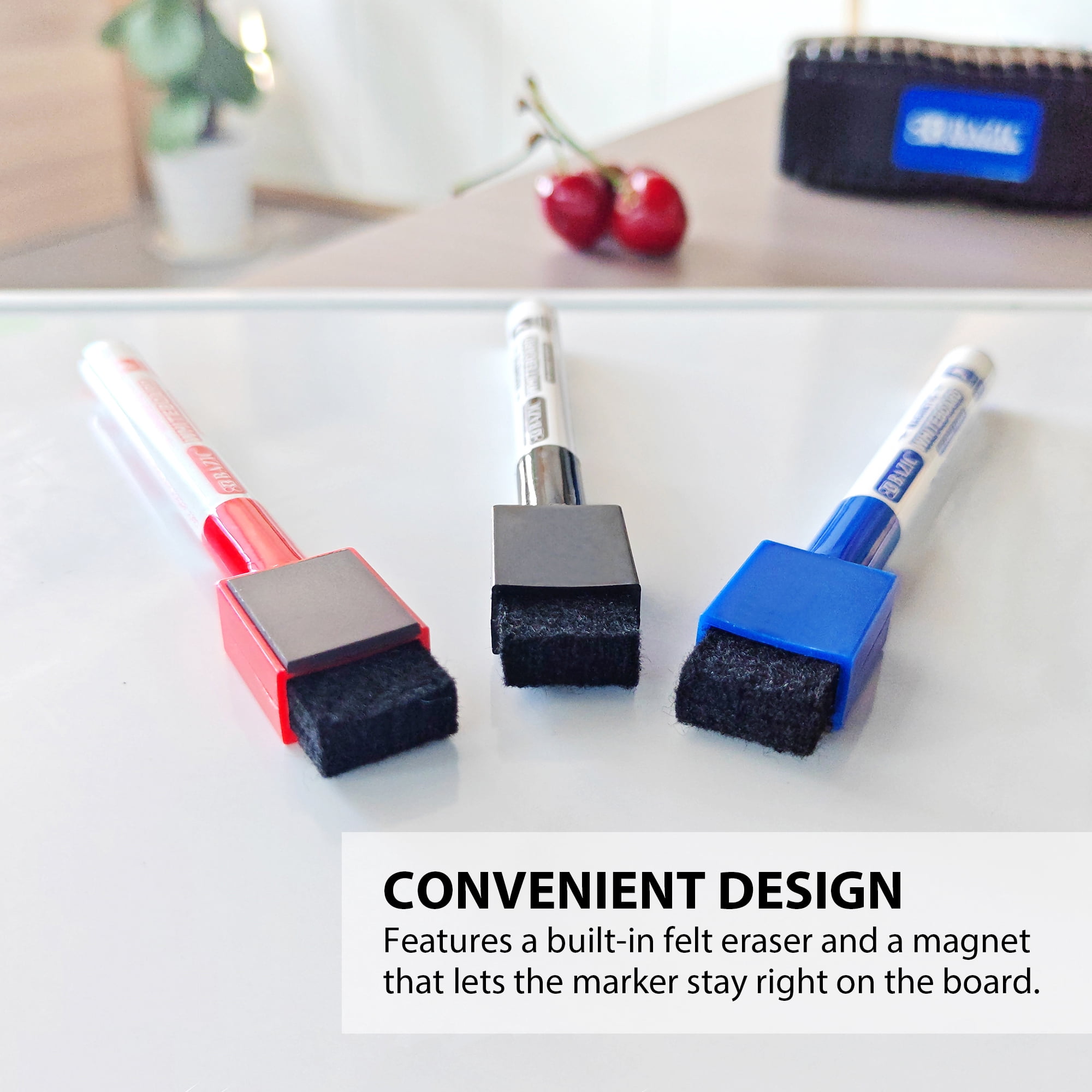 BAZIC Dry Erase Set, Marker + Board Eraser + Cleaner, Whiteboard Markers Set, 12-Packs