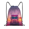 thumbnail image 1 of Xecao Sunset Truck Highway Pattern Sports Drawstring Backpack - String Swim Gym Bag with Wet Proof Pocket for Women&Men-Small, 1 of 6