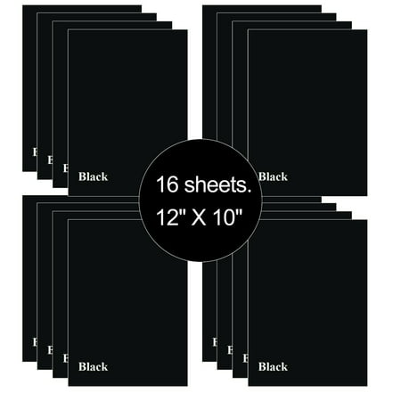 16 Sheets Black 12" x 10" HTV Iron On Heat Transfer Vinyl Paper for T-Shirts Cricut Silhouette