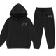 thumbnail image 4 of Sudadera con capucha larga con estampado pequeño en forma de corazón para niños y pantalones deportivos con lazo en las piernas, conjunto deportivo informal de dos piezas con forro polar para mayor ca, 4 of 4