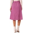 thumbnail image 4 of INSPIRE CHIC Women's Corduroy Skirt Back to School High Waist Button Front Belted Midi Skirt Hot Pink XS, 4 of 7