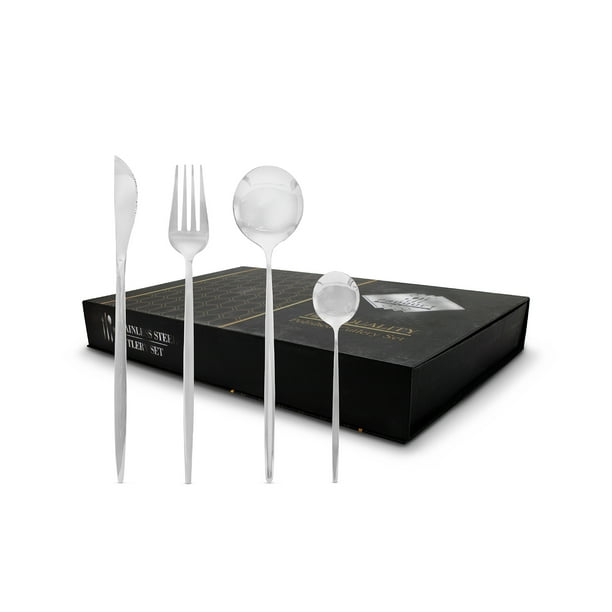 Juego de Cubiertos 24 Piezas Idea Nuova de acero inoxidable con estuche plateados