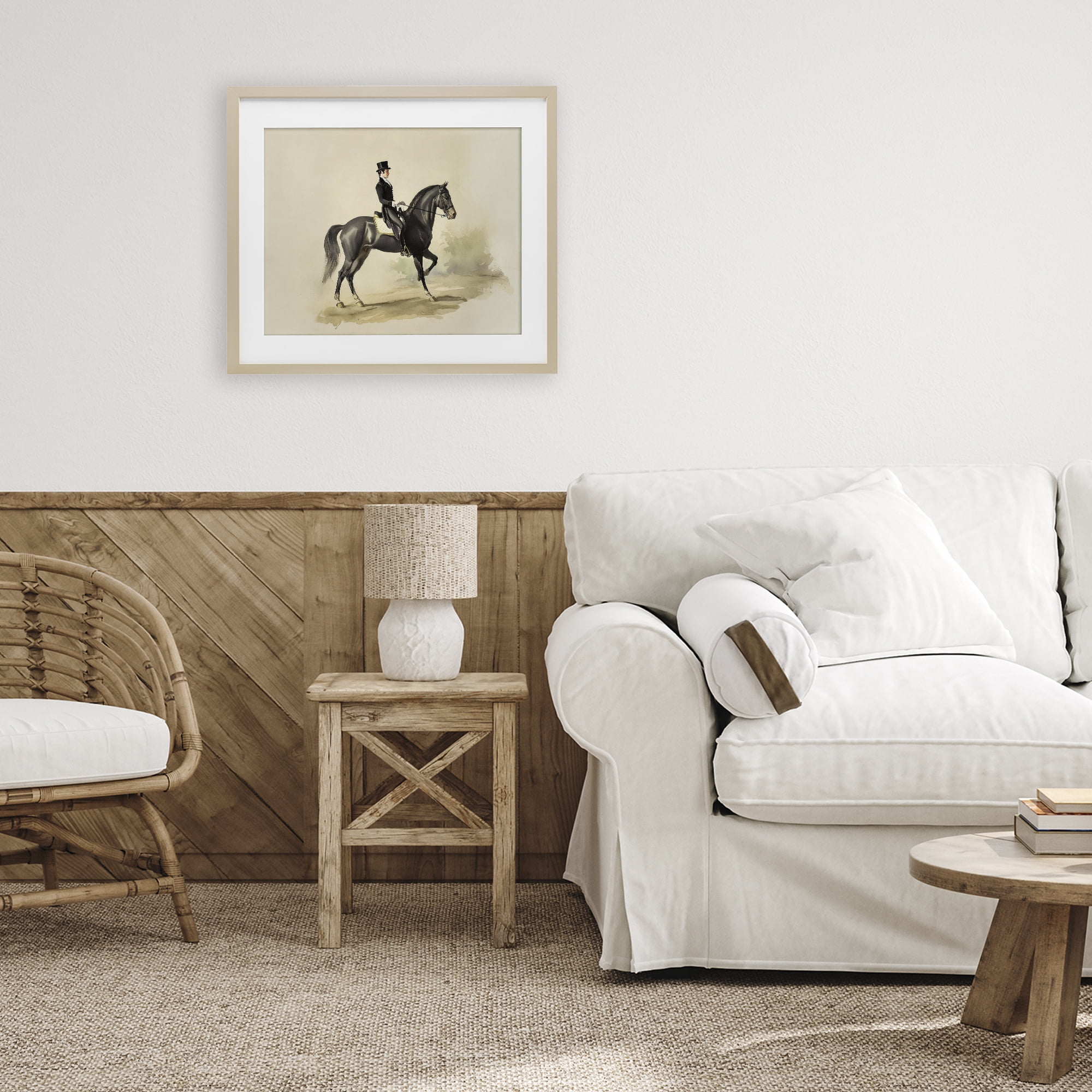 Stupell Industries Gentleman On A Horse Birch Framed Print Under Glass, design by Sisi and Seb