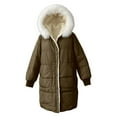 thumbnail image 5 of Women's Puffer Jacket Zipper Button Hooded Down Jacket Lined Thickened Jacket Winter Warm Down Coat, 5 of 5