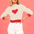 thumbnail image 2 of Tauxra Sweaters for Women,Knit Sweater for Women,Women's Heart Color Block Half High Neck Long Sleeve Knit Sweater,Pullover,Long Sweaters for Women, 2 of 4