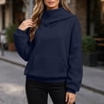 thumbnail image 6 of MaFYtyTPR Women's Cowl Neck Hoodie with Face Cover Casual Pullover Hooded Sweatshirt with Pocket Fall Winter Outdoor Warm Tops 01-Navy XL, 6 of 6